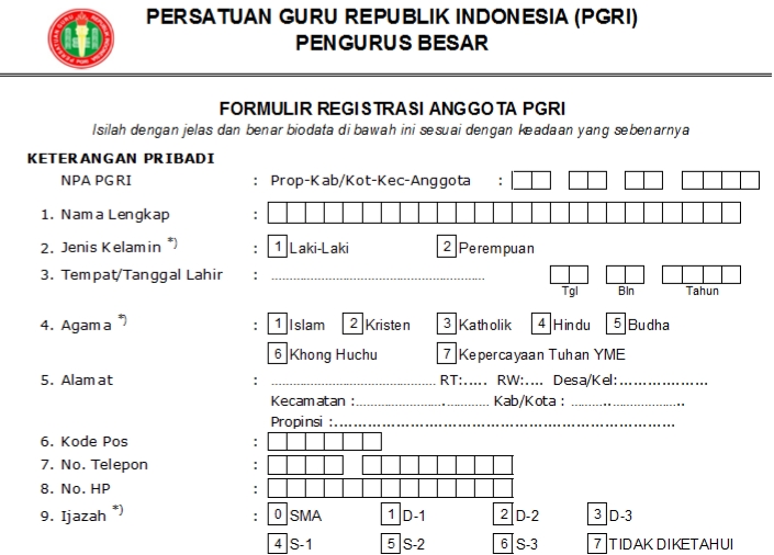 Pendaftaran PGRI Rejang Lebong - Persatuan Guru Republik Indonesia Cabang Rejang Lebong